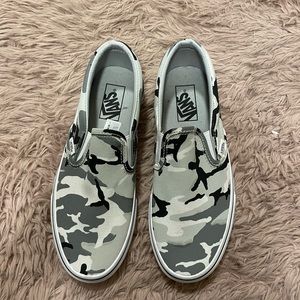 Gray Camo Slip on Vans